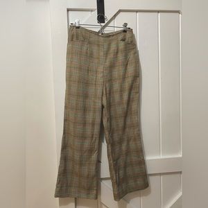 Samantha Pleet, Plaid Wide Leg Crop Pant with Pockets, zipper closure